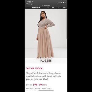 Maya Plus Size Bridesmaid Sequin long sleeve dress